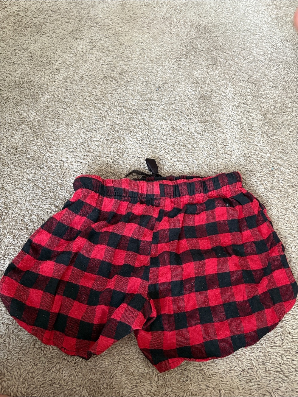 Women's Red and Black Buffalo Plaid Lounge Shorts - Picture 3 of 3